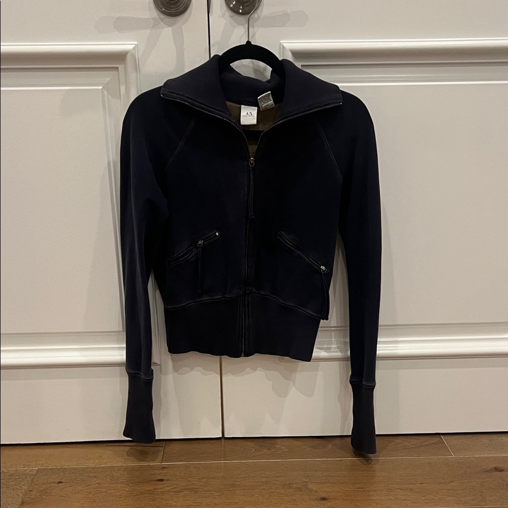 Y2K vintage navy Armani exchange zip up